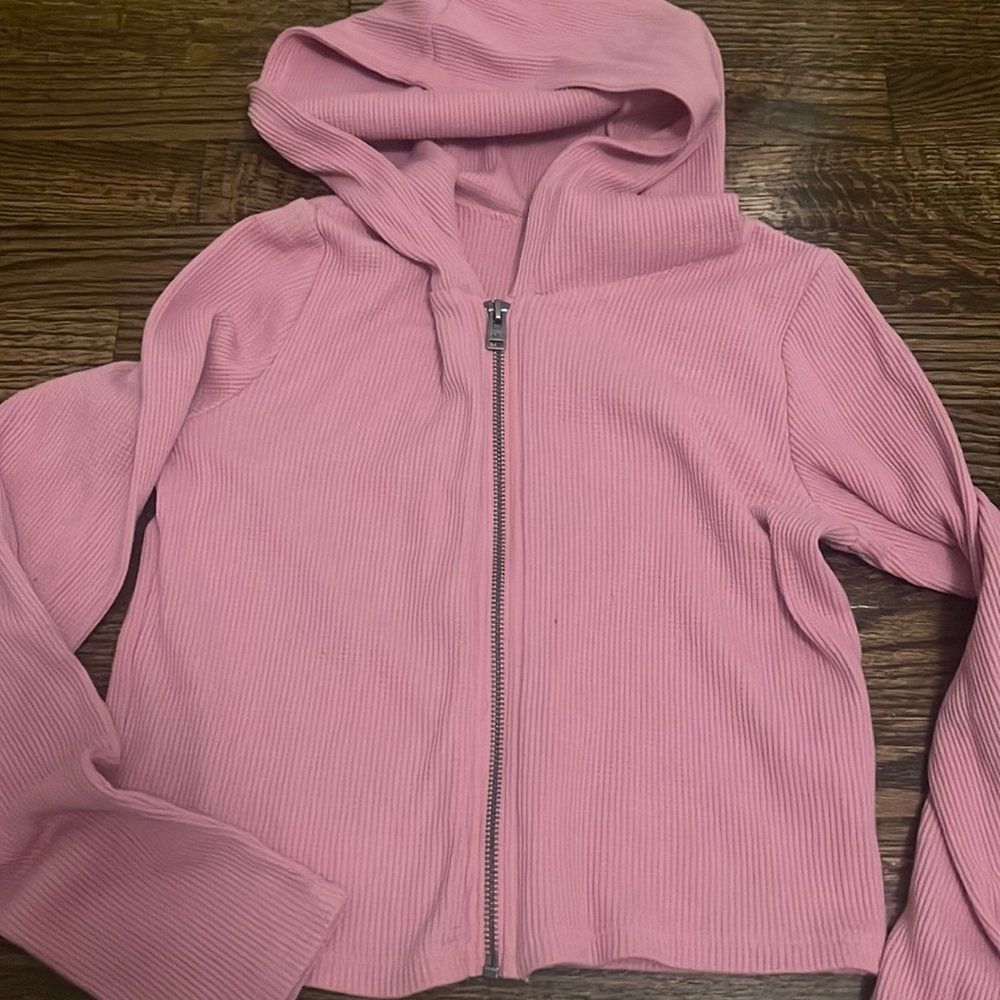 Pink crop zip up Hollister jacket